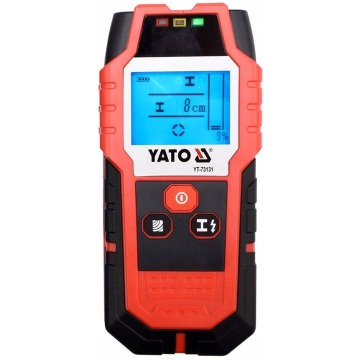 Professionele kabel- en profieldetector van Yato, groot display met LED-verlichting, inclusief hoes, geluidssignaal en drie signaal-LED's, instelbare detectiekracht, YT-73131