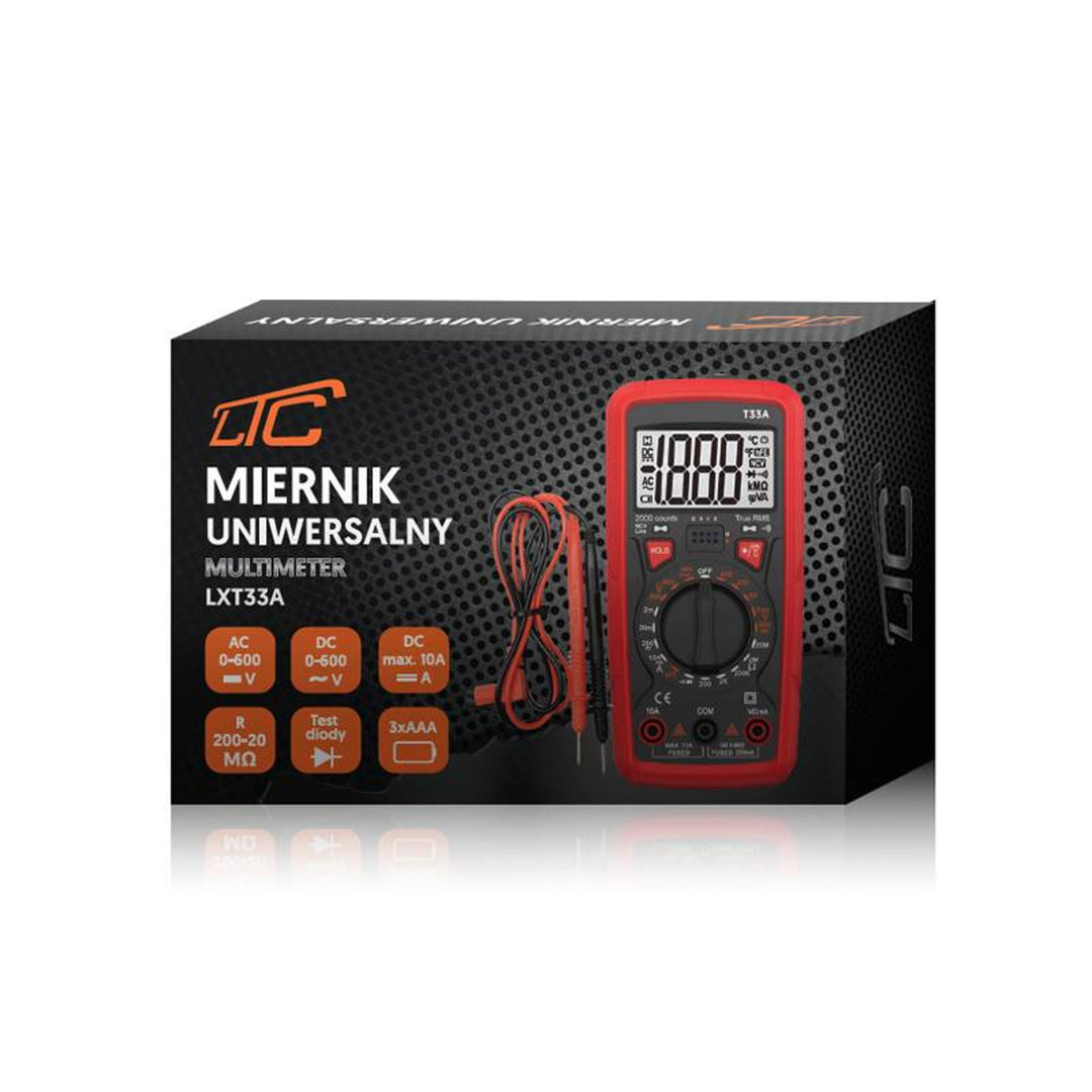 Universele meter LTC, zakluchtfunctie, diode-testfunctie, AC/DC 0-600V, magnetische houder, LXT33A