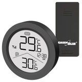 GreenBlue draadloos weerstation, binnen- en buitentemperatuur, klok, keuze uit °C / °F, bereik tot 60 m, zwart, GB162 B
