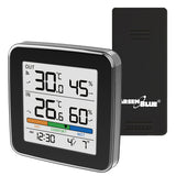 GreenBlue draadloos weerstation, temperatuur + luchtvochtigheid binnen/buiten, klok + wekker + datum, °C / °F, tot 60 m, zwart, GB169 B