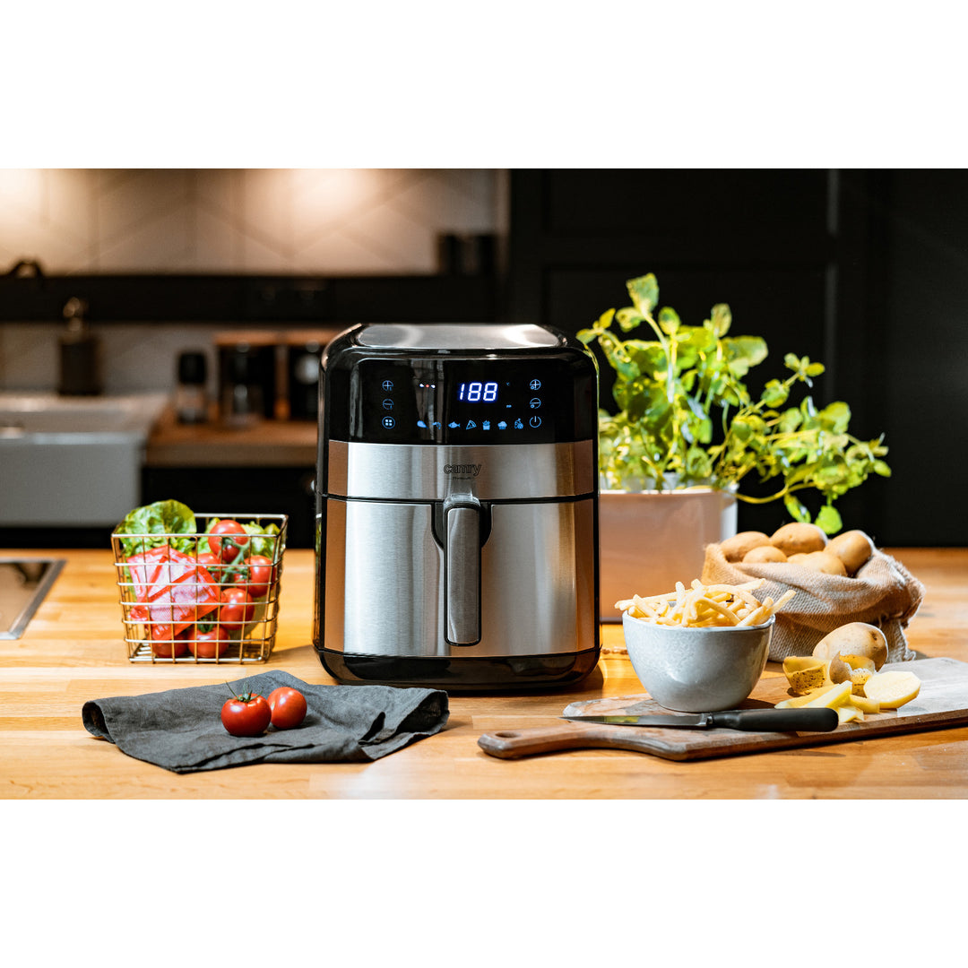 Vetvrije friteuse, 9 programma's, 5,0 L, Airfryer, Camry CR 6311 + papieren inzetstukken voor friteuse, 16 cm, biologisch afbreekbaar, 100 stuks
