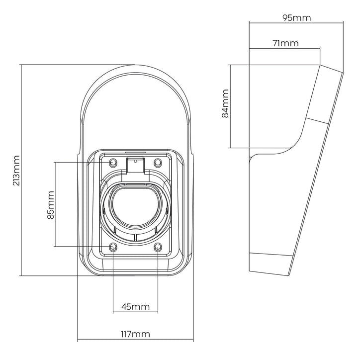 Wandhouder voor kabel en stekker van de Maclean EV-oplader, universeel, type 2, max. belasting 10 kg, MC-901