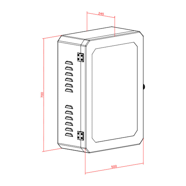 Maclean-kast voor EV-opladers, waterdicht IP65, staal + gehard glas, afmetingen 70 x 50 x 25 cm, MC-900