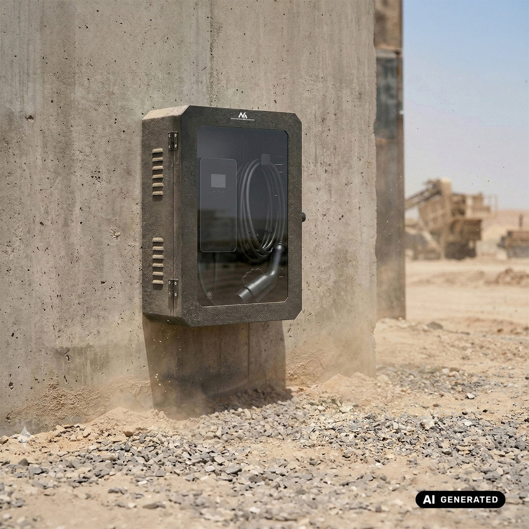 Maclean-kast voor EV-opladers, waterdicht IP65, staal + gehard glas, afmetingen 70 x 50 x 25 cm, MC-900