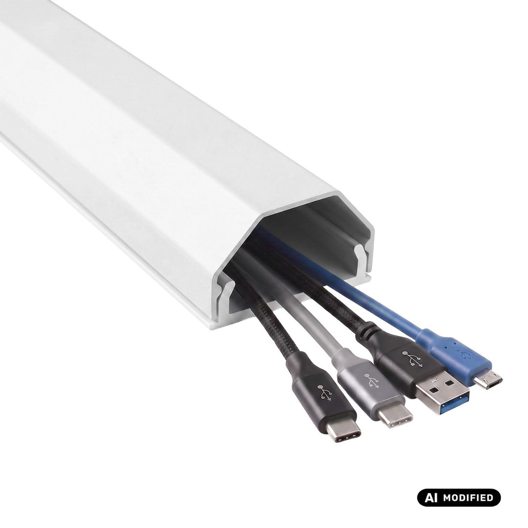 Maclean aluminium afdekstrip voor kabels, 33 x 18 x 750 mm, wit, MCTV-897 W