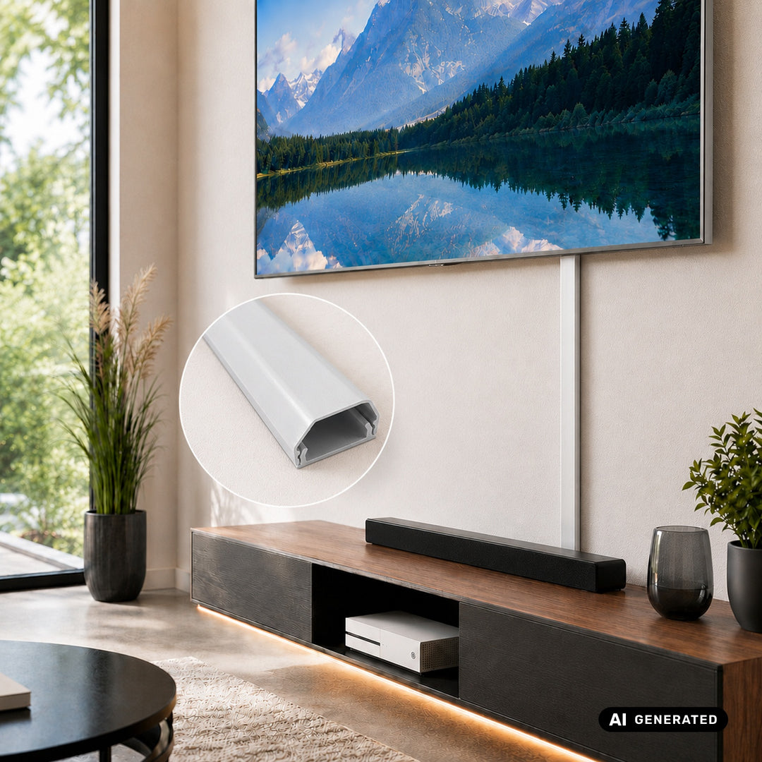 Maclean aluminium afdekstrip voor kabels, 33 x 18 x 750 mm, wit, MCTV-897 W