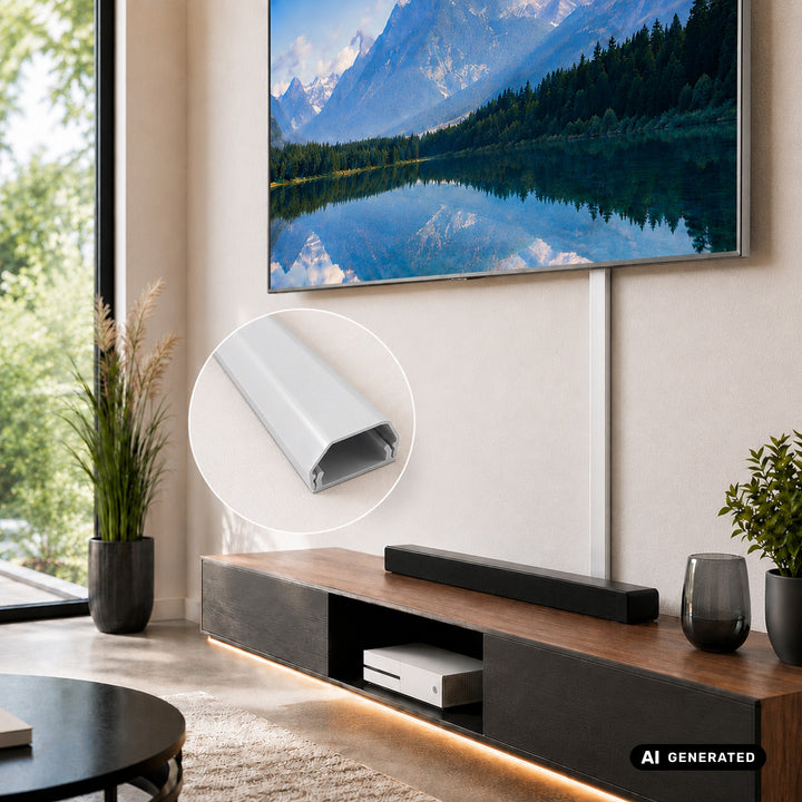 Maclean aluminium afdekstrip voor kabels, 33 x 18 x 750 mm, wit, MCTV-897 W