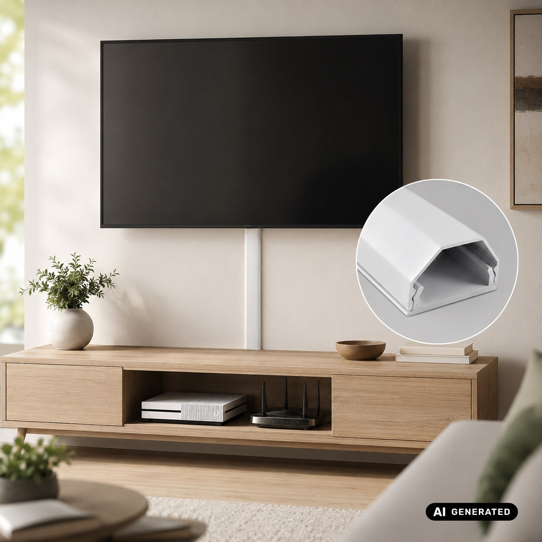 Maclean aluminium afdekstrip voor kabels, 33 x 18 x 750 mm, wit, MCTV-897 W