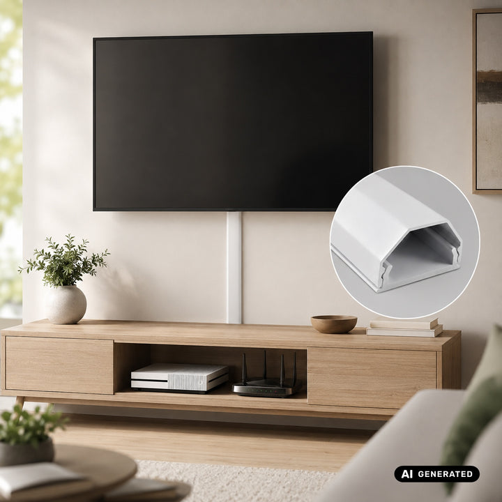 Maclean aluminium afdekstrip voor kabels, 33 x 18 x 750 mm, wit, MCTV-897 W