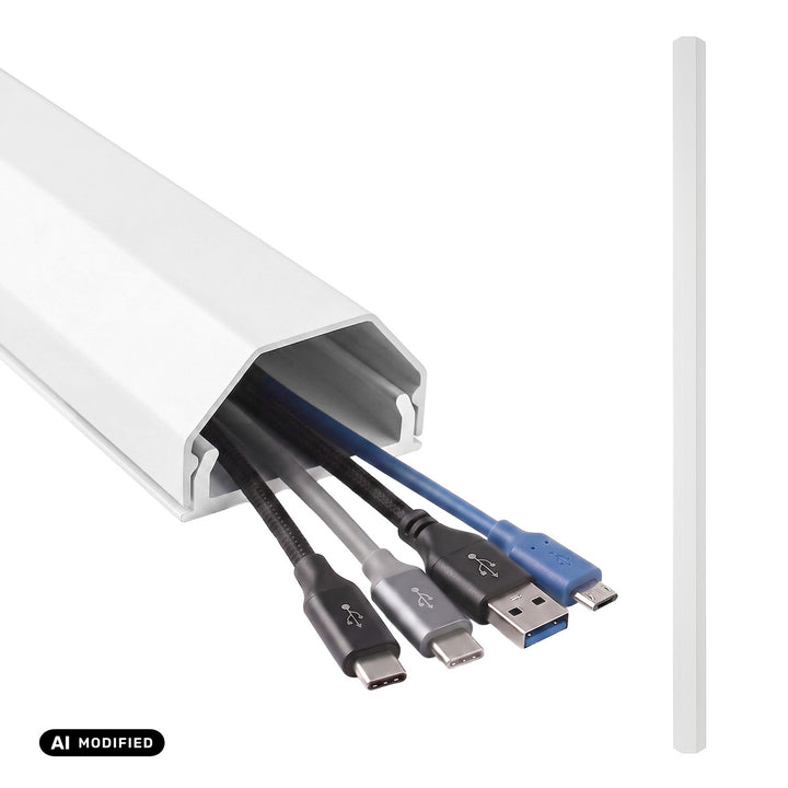 Maclean aluminium afdekstrip voor kabels, 33 x 18 x 750 mm, wit, MCTV-897 W
