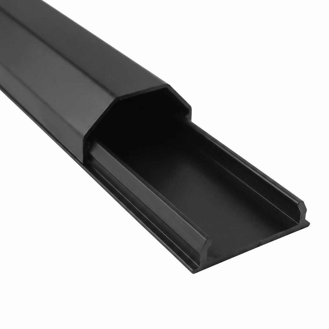 Maclean aluminium afdekstrip voor kabels, 33 x 18 x 750 mm, zwart, MCTV-897 B
