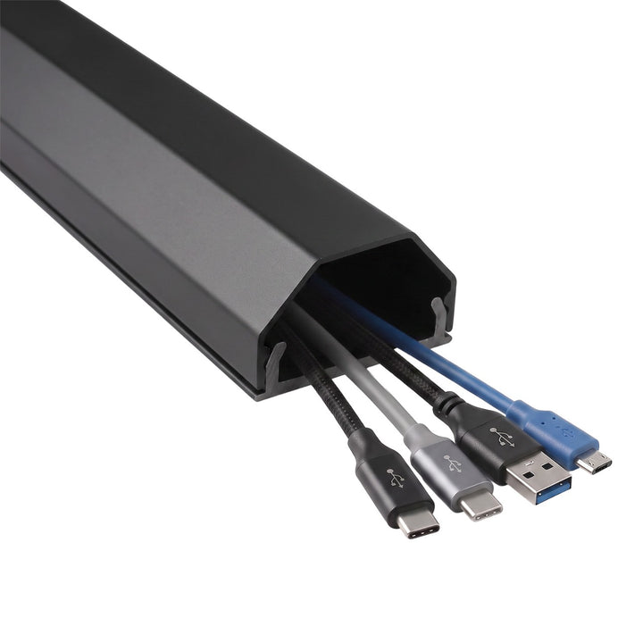 Maclean aluminium afdekstrip voor kabels, 33 x 18 x 750 mm, zwart, MCTV-897 B
