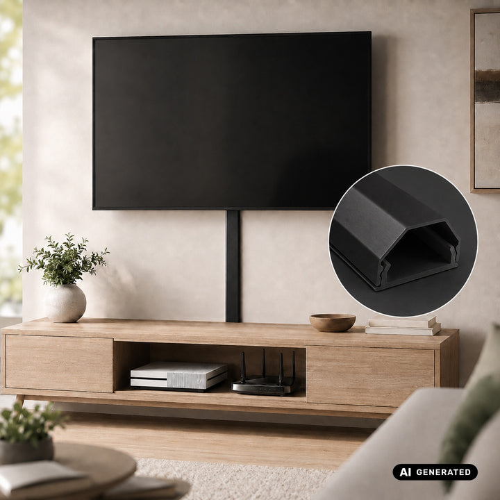 Maclean aluminium afdekstrip voor kabels, 33 x 18 x 750 mm, zwart, MCTV-897 B