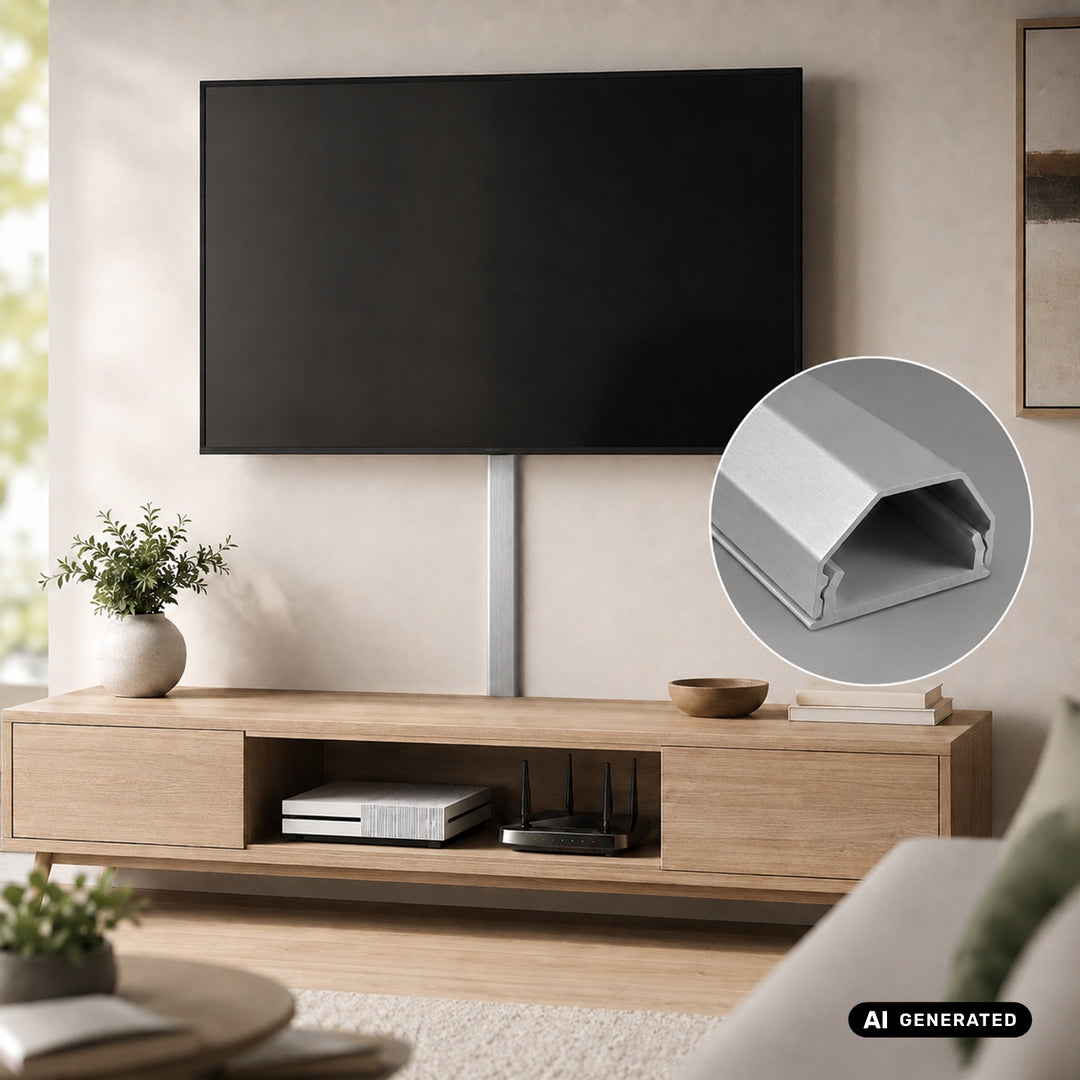 Maclean aluminium afdekstrip voor kabels, 33 x 18 x 750 mm, zilverkleurig, MCTV-897 S