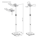 Set vloerstandaards voor Maclean-luidsprekers, universeel, verticaal en horizontaal verstelbaar +10°~-10°, max. 5 kg, MC-916