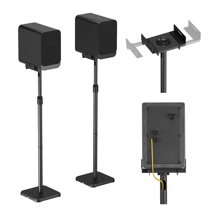 Set vloerstandaards voor Maclean-luidsprekers, universeel, verticaal en horizontaal verstelbaar +10°~-10°, max. 5 kg, MC-916