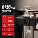Plafondbeugel / -hanger voor Maclean-projector, 54~320 mm, tot 13,5 kg, 360 graden draaibaar MC-200 W