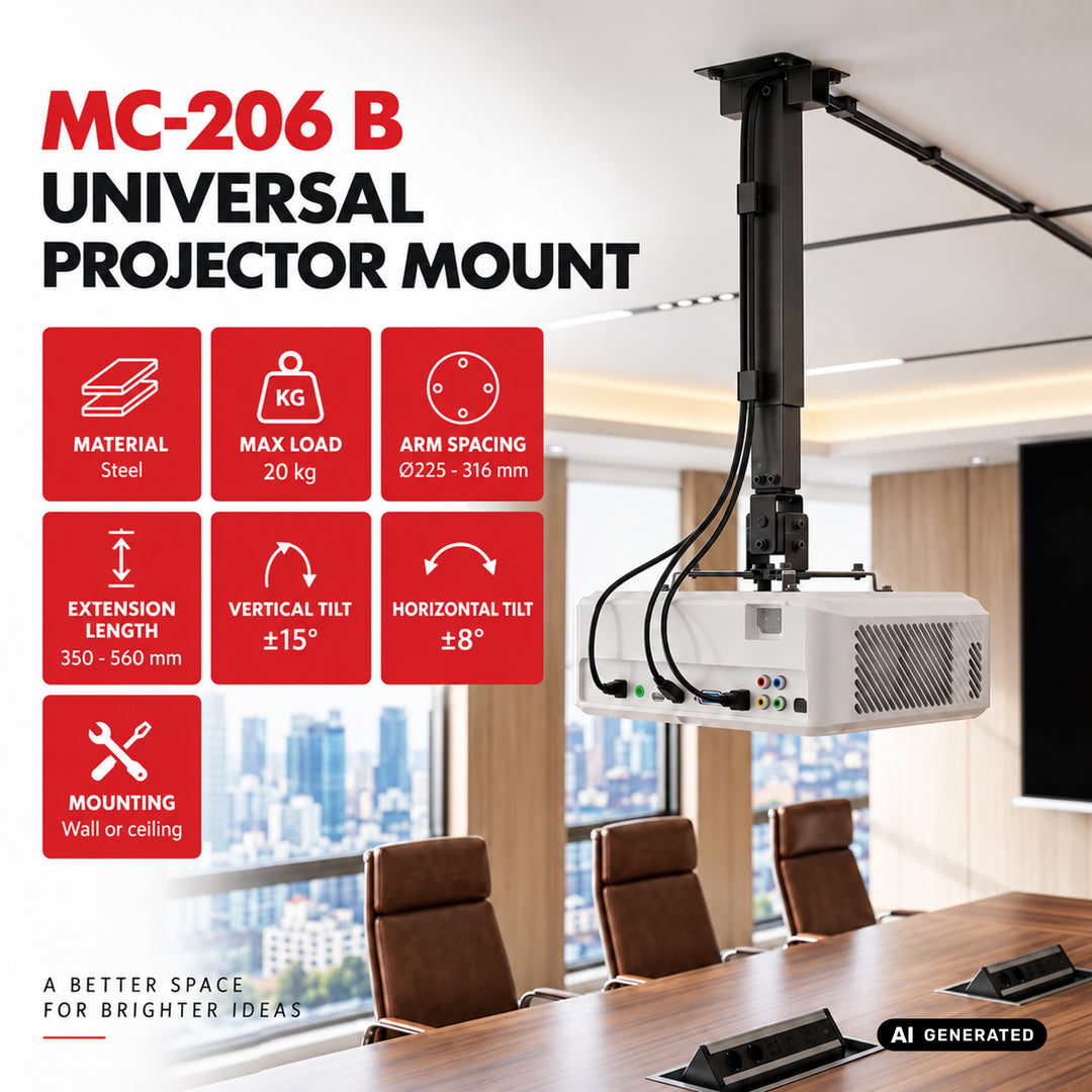 Universele projectorhouder / -hanger van Maclean, zwart, tot 20 kg, MC-206 B