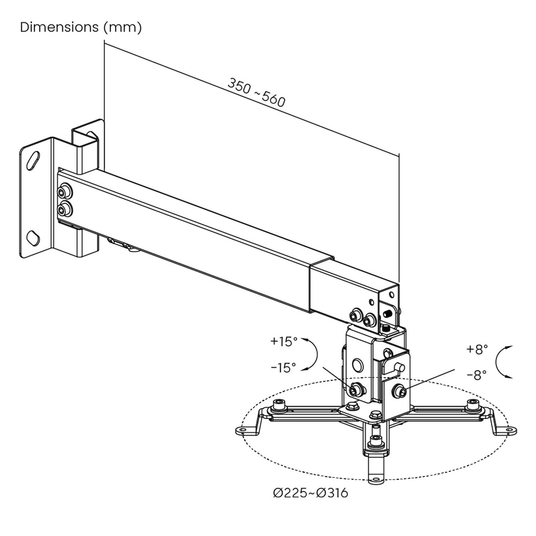 Universele projectorhouder / -beugel van Maclean, wit, tot 20 kg, MC-206 W