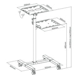 Maclean verstelbare, stalen verrijdbare tafel voor projector/laptop, max. 10 kg, MC-207