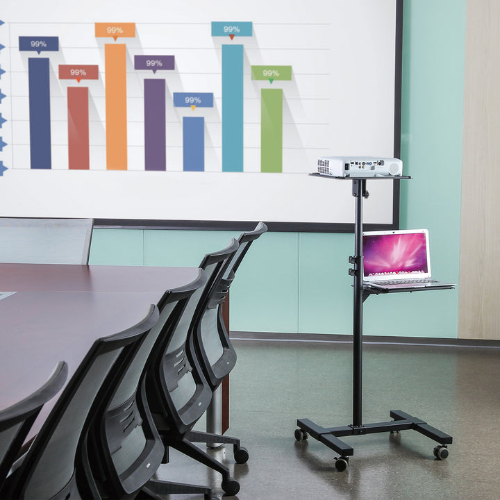 Maclean verstelbare, stalen verrijdbare tafel voor projector/laptop, max. 10 kg, MC-207