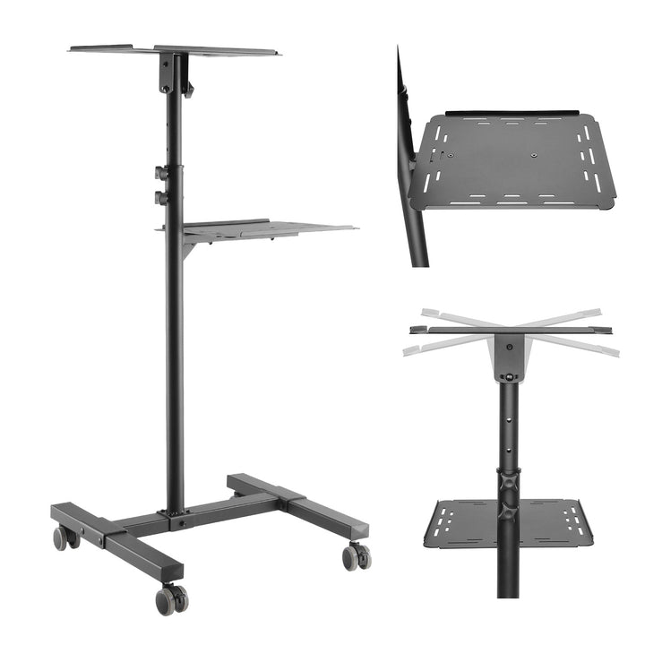 Maclean verstelbare, stalen verrijdbare tafel voor projector/laptop, max. 10 kg, MC-207