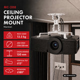 Plafondbeugel / -hanger voor Maclean-projector, van staal, 180~310 mm, tot 15 kg, MC-208 W