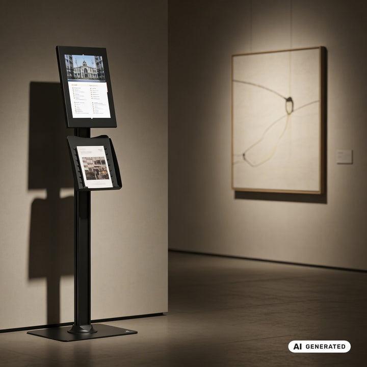 Maclean-tablethouder met vergrendeling. 12,4"-13", iPad Air/Pro, Samsung Tab S10+/S9+/S8+/S7+, 257 x 350 x 22 mm, MC-924 B