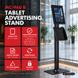 Maclean-tablethouder met vergrendeling, 10,9"-11", iPad Air/Pro, Samsung Tab A- en S-serie, 220 x 323 x 22 mm, MC-960 B