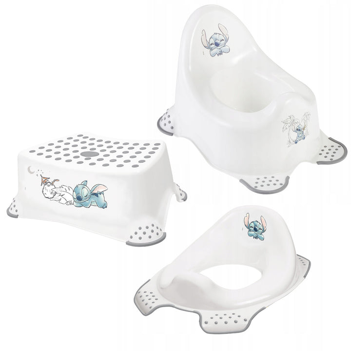 Antislip opstapje, één trede, max. 80 kg + Toiletbril + Potje Stitch