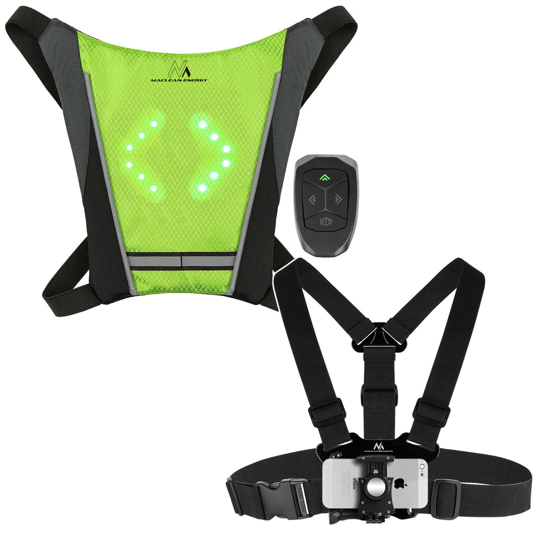 Rugzak met LED-signaalgever, met afstandsbediening, waterdichtheid: afstandsbediening IPx5, rugzak IPX2 + sportriemen voor telefoon Maclean