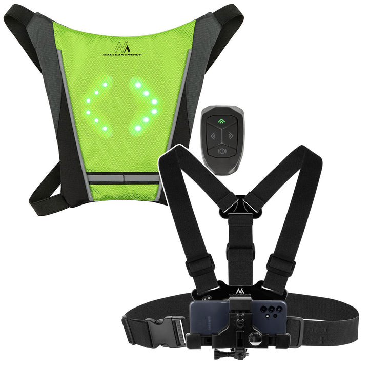 Rugzak met LED-signaalgever, met afstandsbediening, waterdichtheid: afstandsbediening IPx5, rugzak IPX2 + sportriemen voor telefoon Maclean MC-445