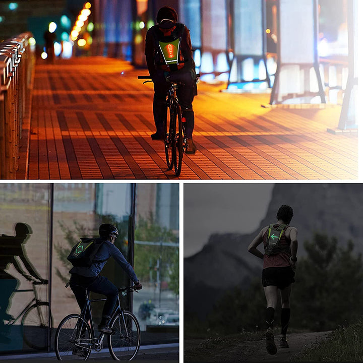 Rugzak met LED-signaalgever, met afstandsbediening, waterdichtheid: afstandsbediening IPx5, rugzak IPX2 + universele sportschouderbanden, voor telefoon, camera, GoPro-camera's en andere apparaten, draaibare houder, MC-294