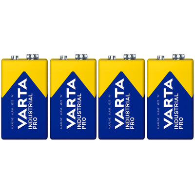 4x batterij R9V R-9 6LR61 9V R-9 alkaline Varta Industrial Pro