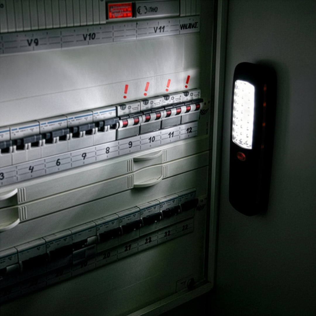 Maclean 24 LED-werkplaatslamp, magneet, haak, MCE03 2 stuks + 6x Varta Industrial LR6/AA R-06-batterij