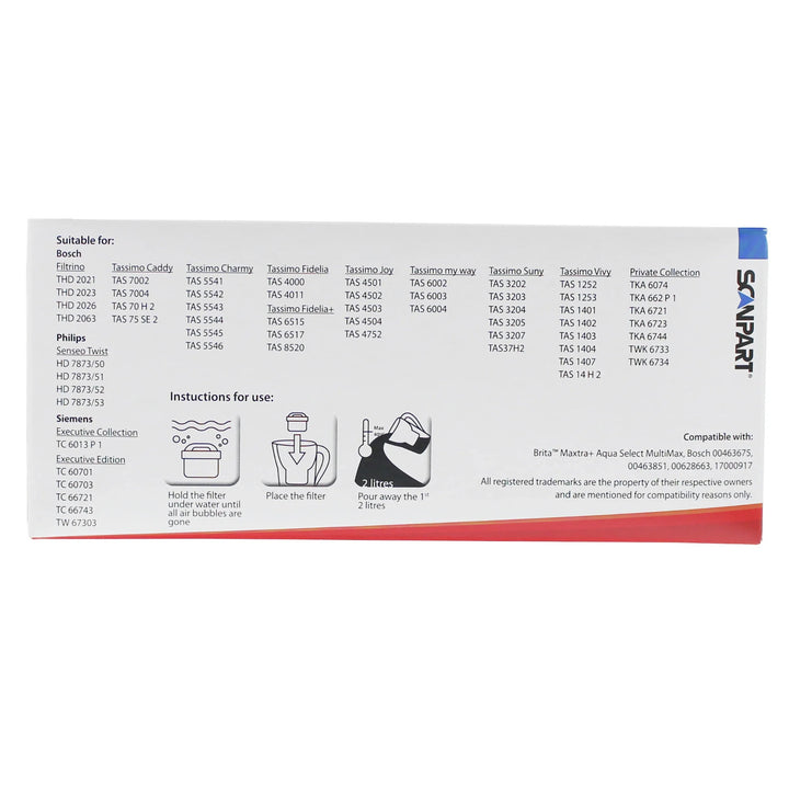 Scanpart waterfilter compatibel met Brita Maxtra Plus, Dafi Unimax, 8 stuks