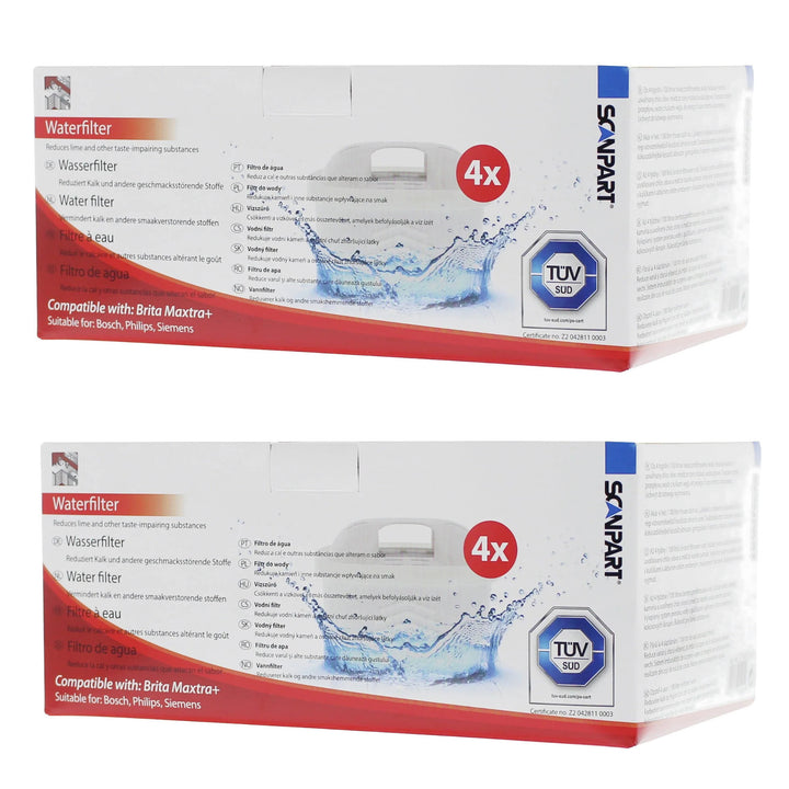 Scanpart waterfilter compatibel met Brita Maxtra Plus, Dafi Unimax, 8 stuks