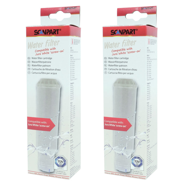 Waterfilter voor espressoapparaten met schroefdraad AEG, BSH, Krups, Melitta, Nivona Scanpart, 2 stuks