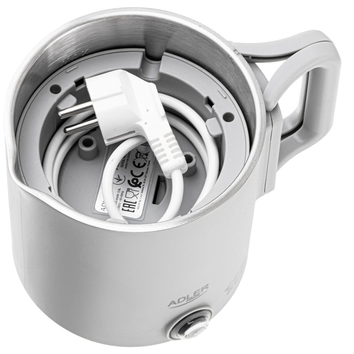 Adler elektrische waterkoker, voor op reis, dubbele wand, inhoud 0,8 l, max. vermogen 650 W, grijs, AD 1388