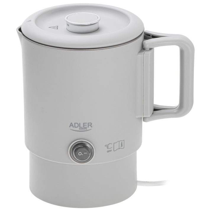 Adler elektrische waterkoker, voor op reis, dubbele wand, inhoud 0,8 l, max. vermogen 650 W, grijs, AD 1388