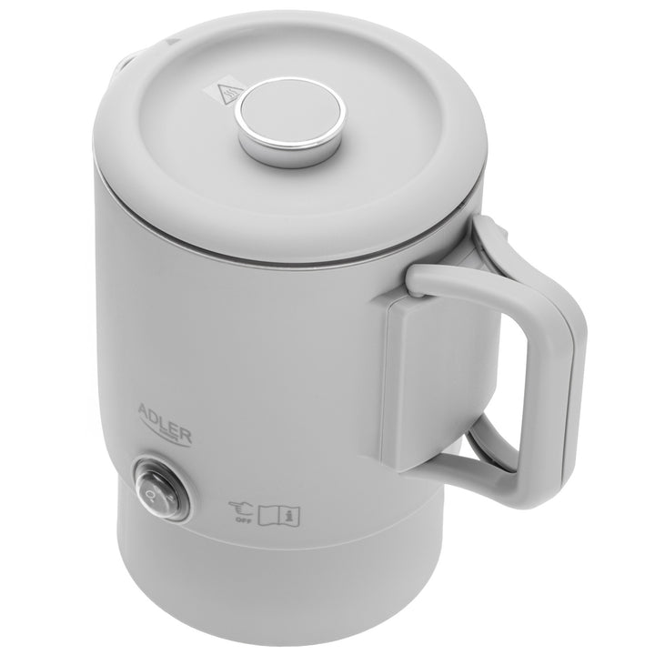 Adler elektrische waterkoker, voor op reis, dubbele wand, inhoud 0,8 l, max. vermogen 650 W, grijs, AD 1388