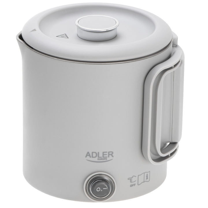 Adler elektrische waterkoker, voor op reis, dubbele wand, inhoud 0,8 l, max. vermogen 650 W, grijs, AD 1388