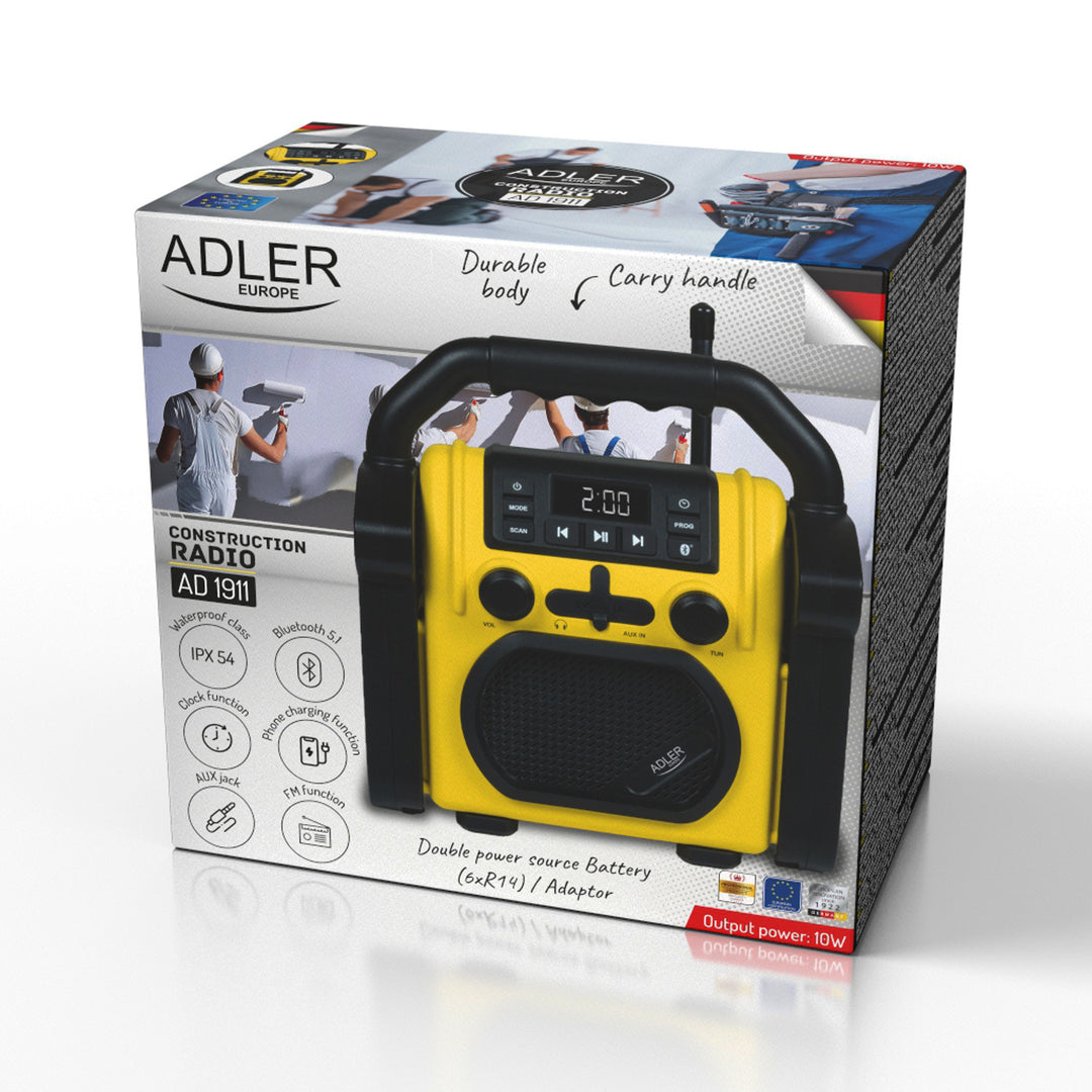 Adler bouwradio, Bluetooth 5.1, IPX 54, vermogen 10 W, AD 1911