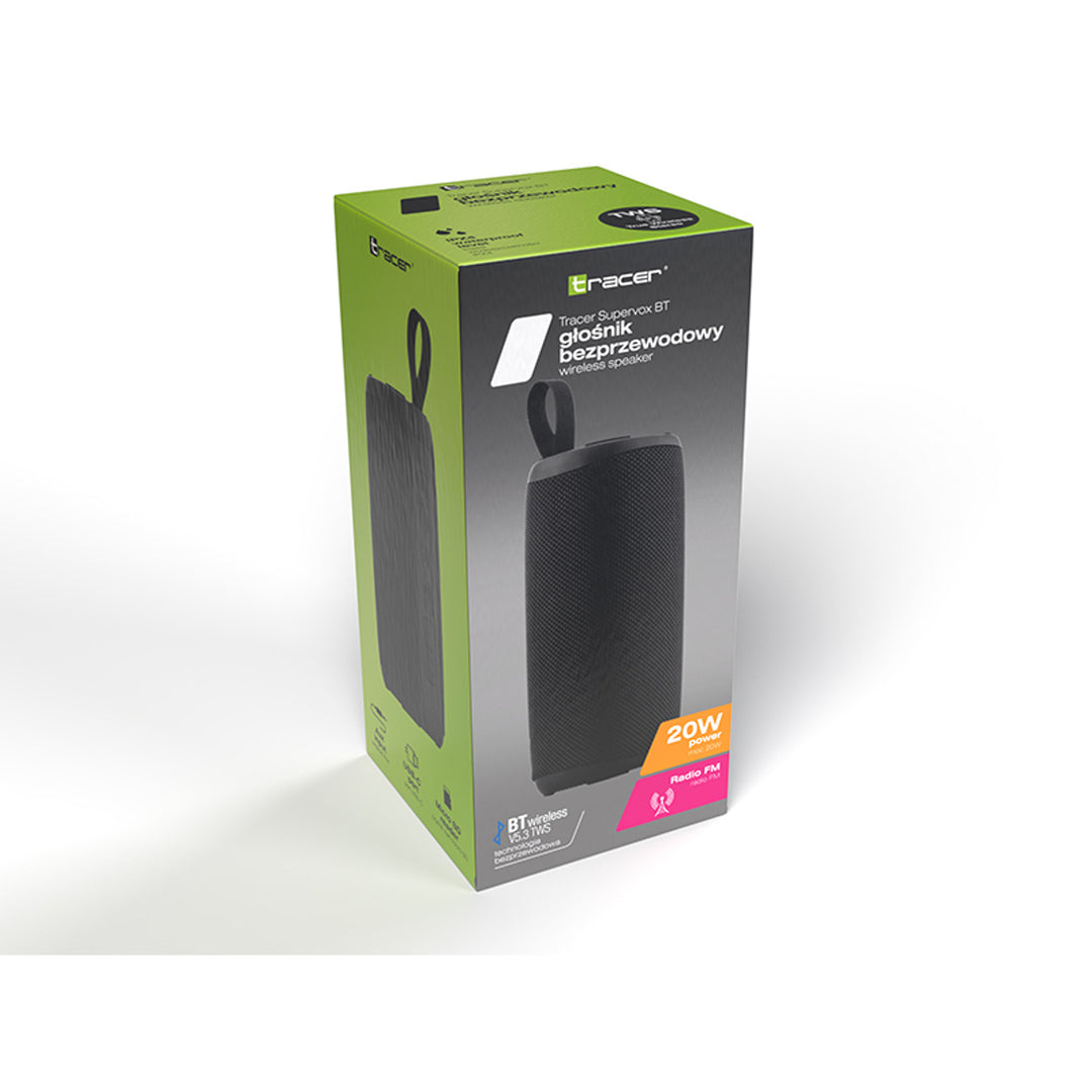 Tracer draagbare luidspreker, Bluetooth 5.3, RMS-vermogen 20 W, IPX4, zwart, TRAGLO47686