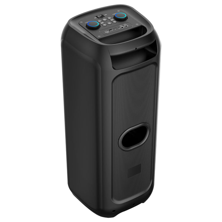 Grote Bluetooth-luidspreker, 120 W RMS/1400 W PMPO, twee 8"-luidsprekers, equalizer, karaokefunctie, MP3/microSD-kaarten, USB, AUX, BT 5.3+EDR, display, LED, ingebouwde accu, afstandsbediening, MT3185