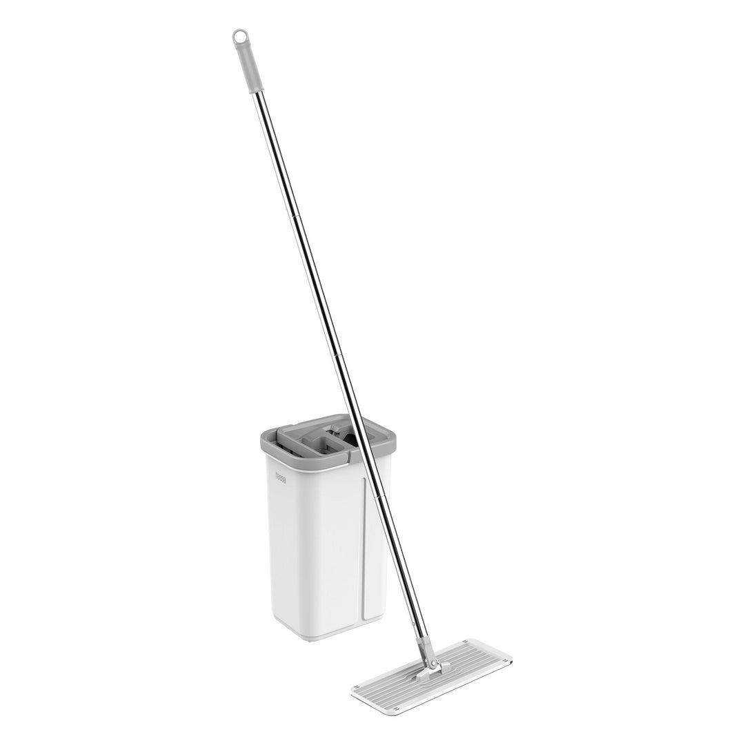 Teesa platte schoonmaakmop, emmer met twee compartimenten, inhoud 5,7 l, New Clean R13, Teesa