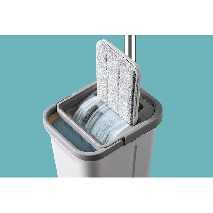 Teesa platte schoonmaakmop, emmer met twee compartimenten, inhoud 5,7 l, New Clean R13, Teesa