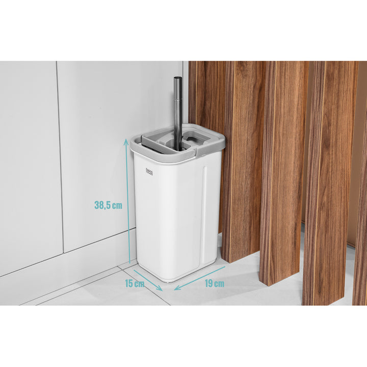 Teesa platte schoonmaakmop, emmer met twee compartimenten, inhoud 5,7 l, New Clean R13, Teesa