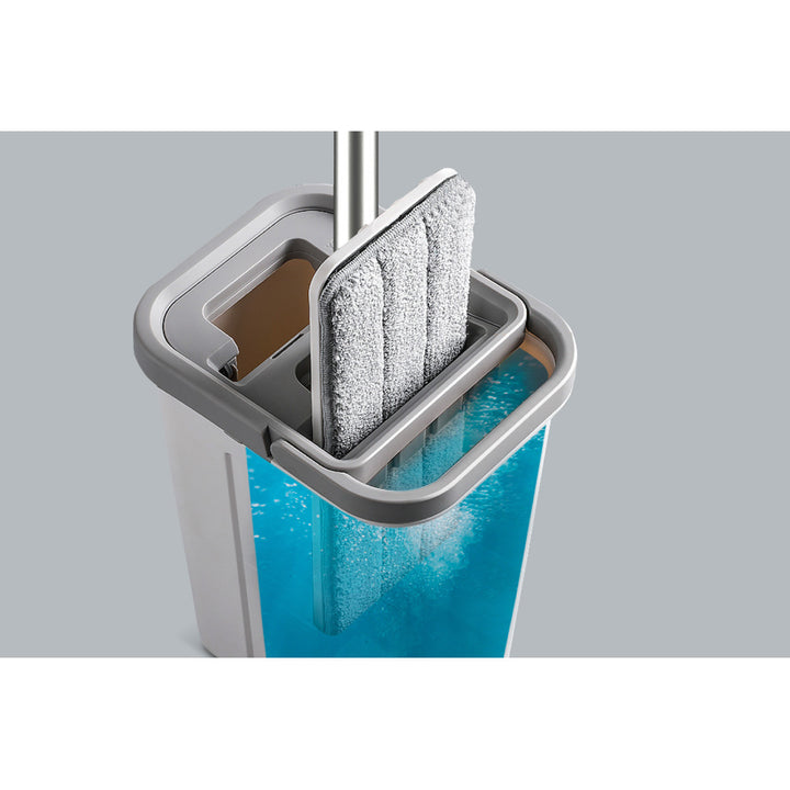 Teesa platte schoonmaakmop, emmer met twee compartimenten, inhoud 5,7 l, New Clean R13, Teesa