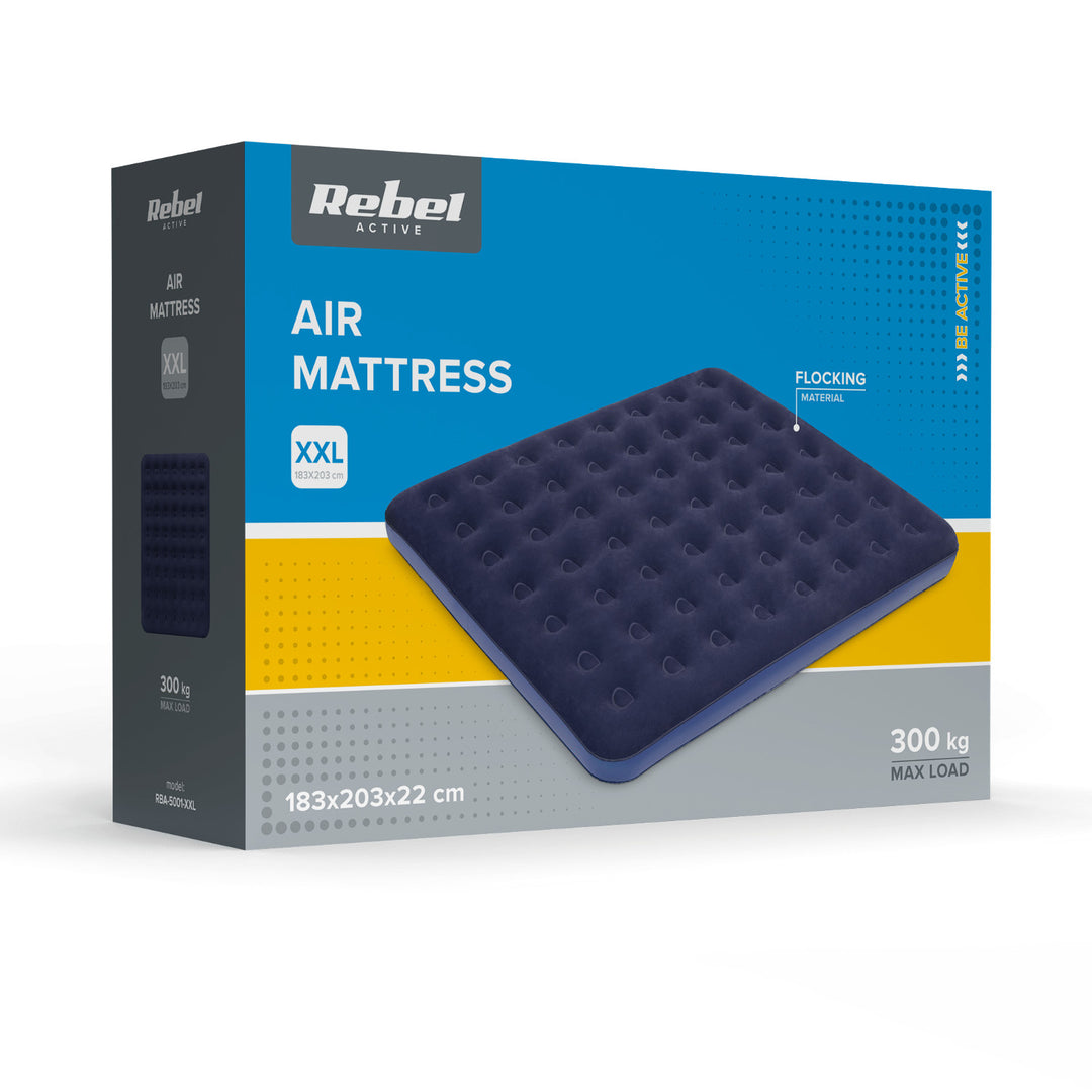 Opblaasbare tweepersoonsmatras REBEL ACTIVE, afmetingen 203x183x22 cm, RBA-5001-XXL